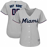 Women Customized Miami Marlins Gray Baseball Road Cool Base Jersey,baseball caps,new era cap wholesale,wholesale hats